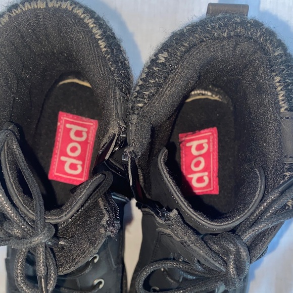 Pop Women's Black Side Zip Combat Boots - Picture 12 of 12